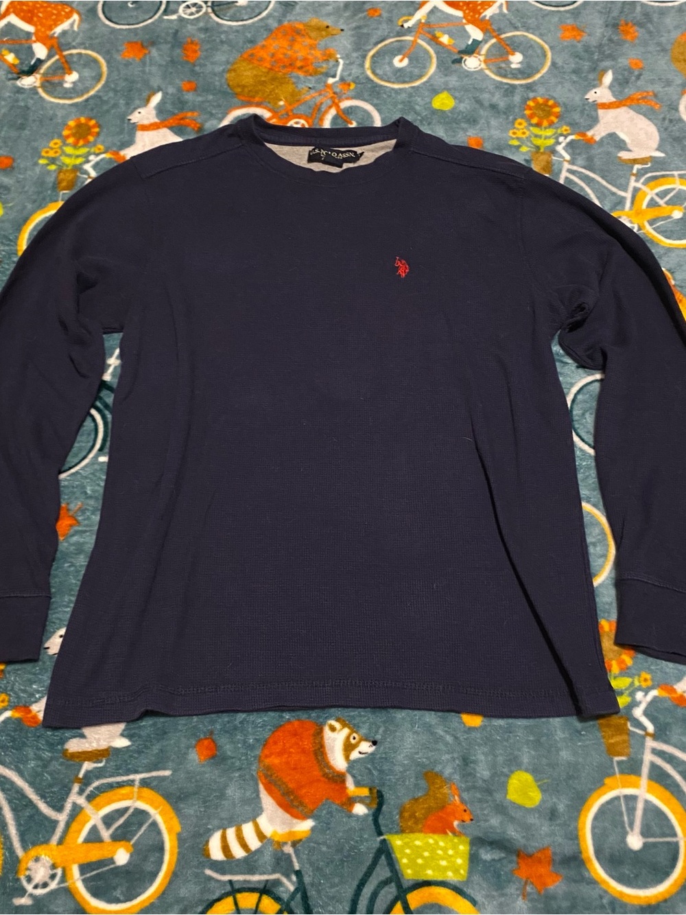 Navy Blue Long Sleeve Waffle Knit Polo Shirt Men's Extra Large U.S. Polo Assn.